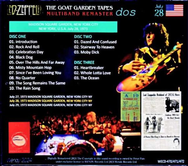 Led Zeppelin / Madison Square Garden NY, USA 7.28.1973 AI Multiband Remaster - Image 2