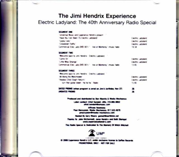 Jimi Hendrix Hosted by Gary Moore Jimi Hendrix/Electric Ladyland 40th Anniversary Radio Special - Image 2