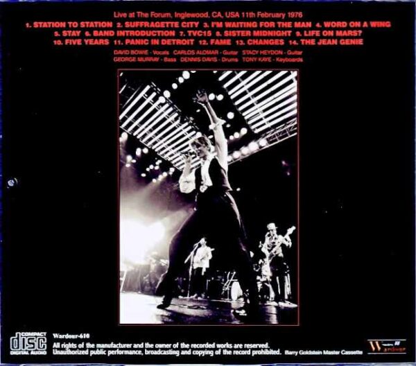 David Bowie/CA,USA 2.11.1976 Barry Goldstein Master Cassette Edition - Image 2