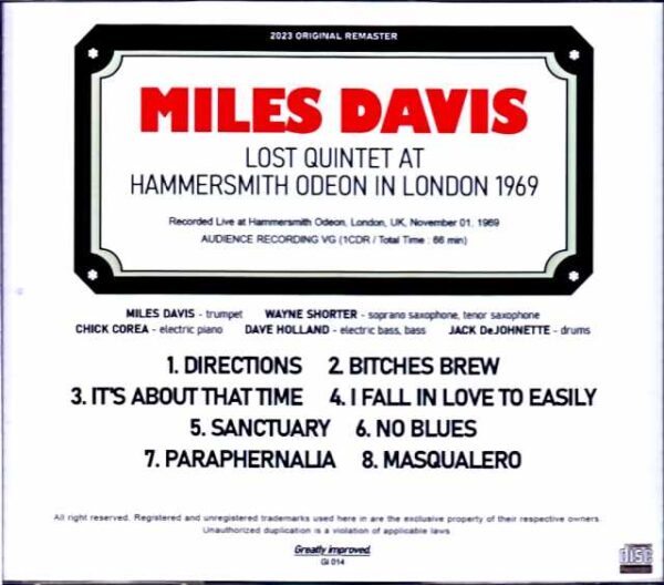 Miles Davis Wayne Shorter, Chick Corea, Dave Holland/London, UK 1969 Upgrade - Image 2