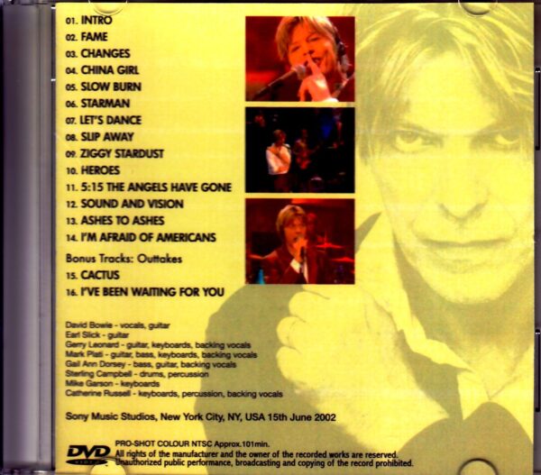 David Bowie/TV Broadcast NY,USA 2002 & more - Image 2