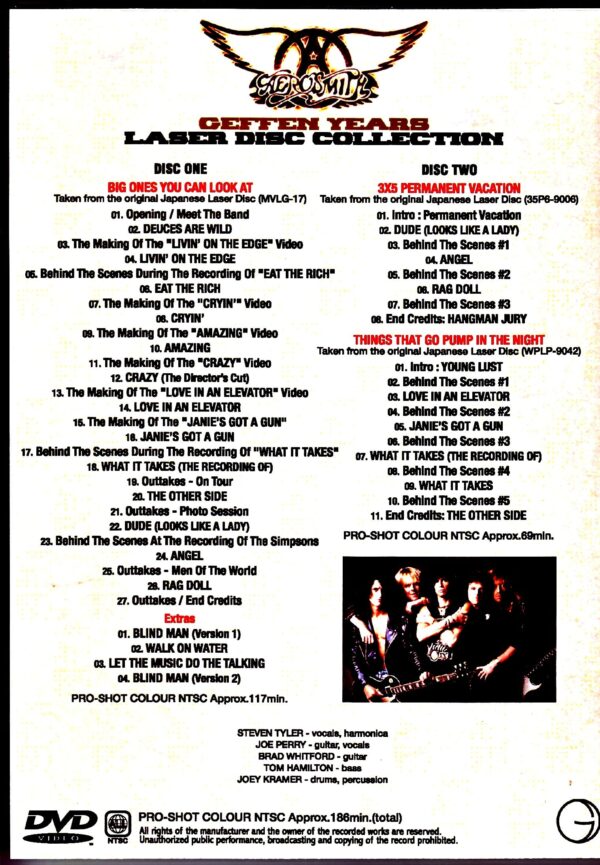 A collection of big hit clips from the Aerosmith/GEFFEN era Japanese Laser Disc Edition - Image 2