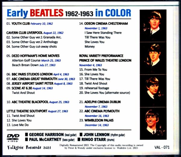 Beatles/Earning 1962 - 1963 Color version England,UK 1962-1963 in Color - Image 2