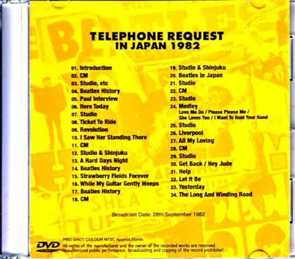 Beatles/20th Anniversary Request Tournament Telephone Request in Japan 1982 - Image 2