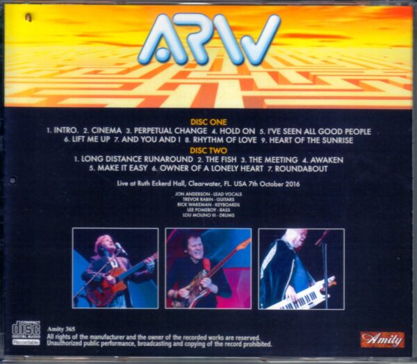 ARW Jon Anderson Trevor Rabin Rick Wakeman/FL,USA2016 - Image 2