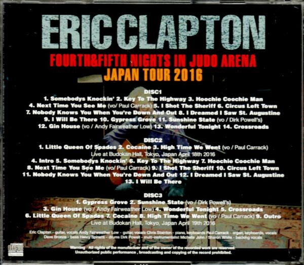 Eric Clapton/Tokyo,Japan 4.18 & 19.2016 - Image 2