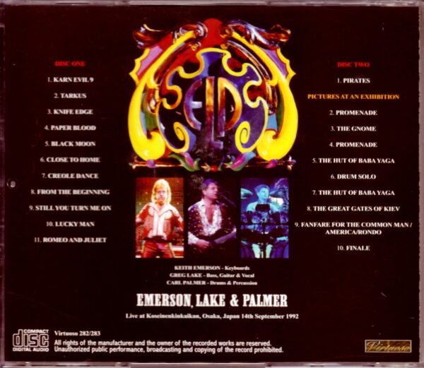 EL & P Emerson,Lake & Palmer /Osaka,Japan 1992 Upgrade - Image 2