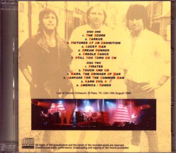 EL & P Emerson, Lake & Powell/Texas, USA 1986 - Image 2