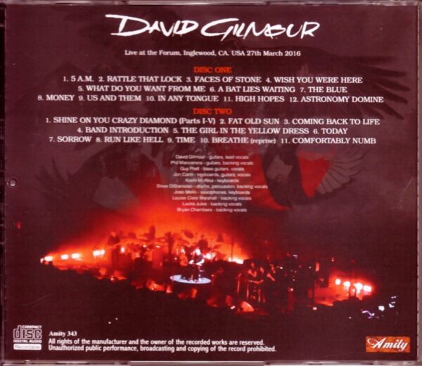 David Gilmour/Ca,USA 3.27.2016 - Image 2