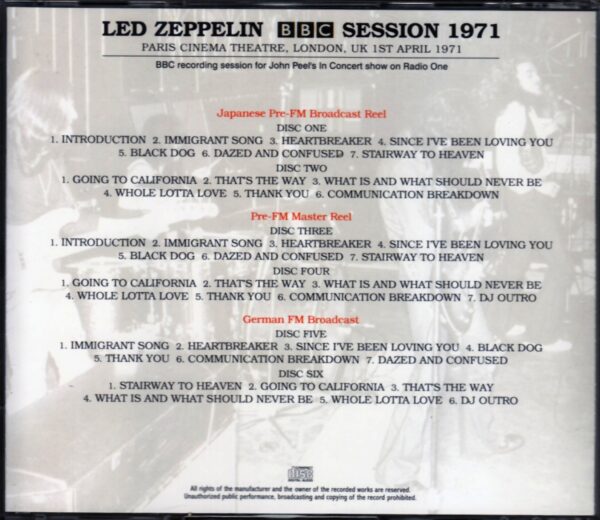 Led Zeppelin/London,UK 1971 Japan Pre-FM Broadcast - Image 2