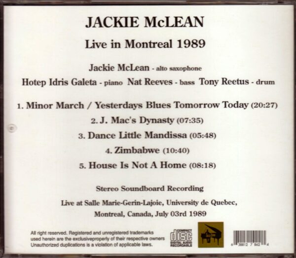 Jackie McLean/Canada 1989 - Image 2