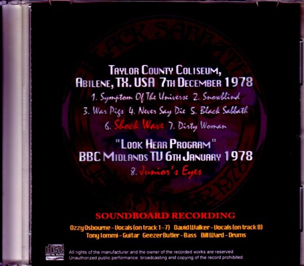 Black Sabbath/TX,USA 1978 & more - Image 2