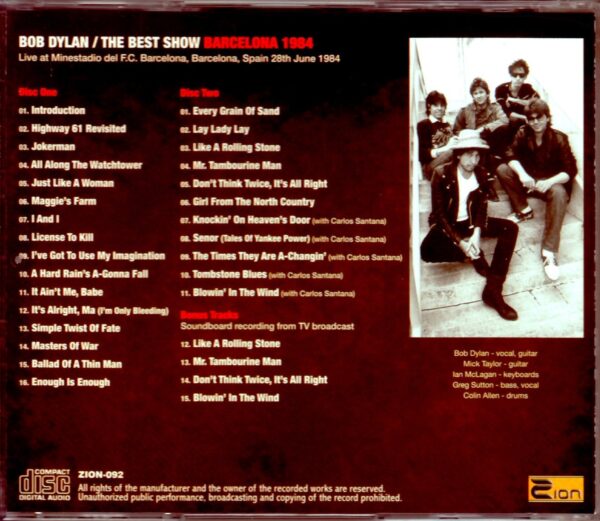 Bob Dylan/Spain 1984 - Image 2