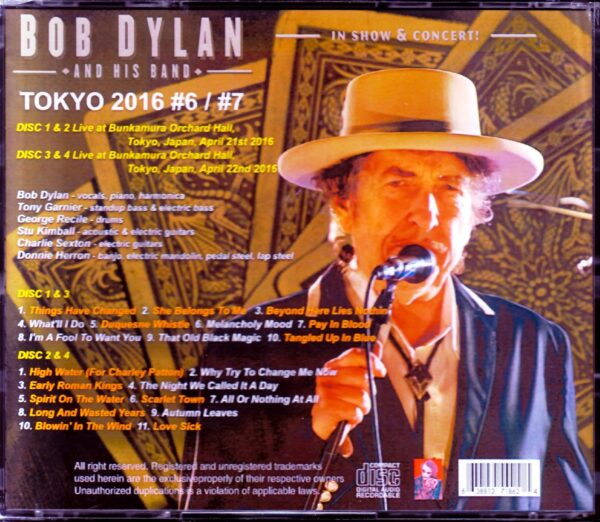 Bob Dylan/Tokyo,Japan 4.21 & 22.2016 - Image 2