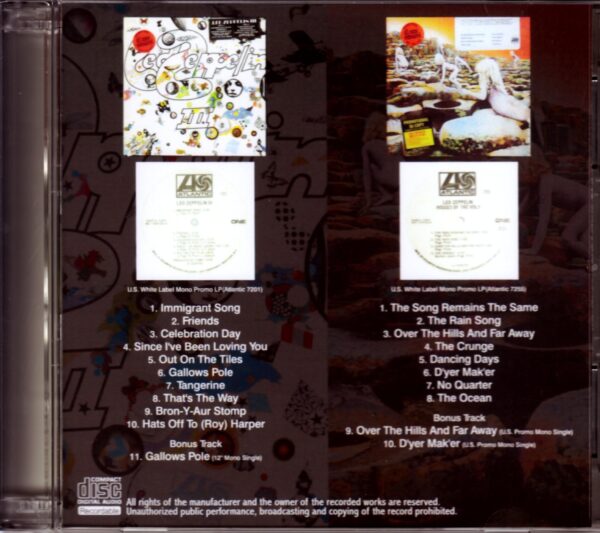 Led Zeppelin/III and Houses of the Holy Mono Promo LP’s - Image 2