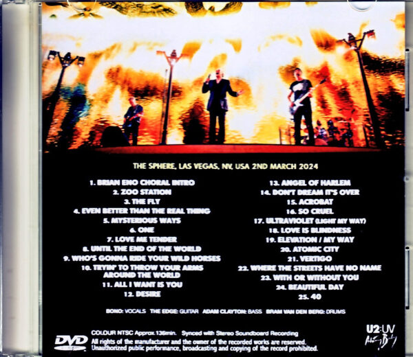 U2 U2/NV,USA 3.2.2024 Complete Synced Soundboard Edition Jewel Version - Image 2
