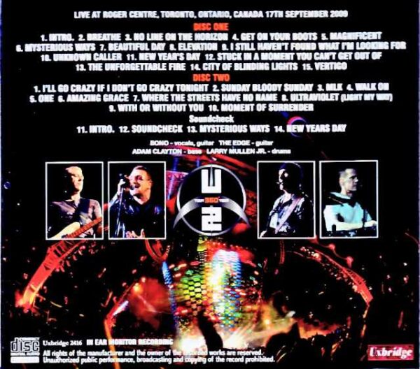 U2 U2/Canada 9.17.2009 Complete IEM Recording Edition - Image 2