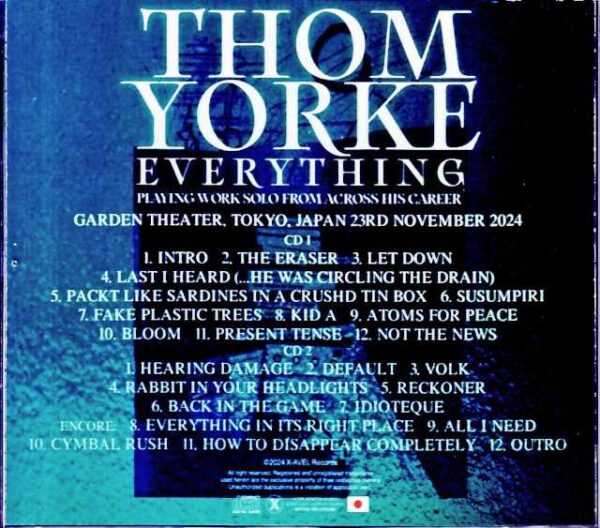 Thom Yorke/Tokyo,Japan 11.23.2024 Complete S & V IEM Matrix Edition - Image 2