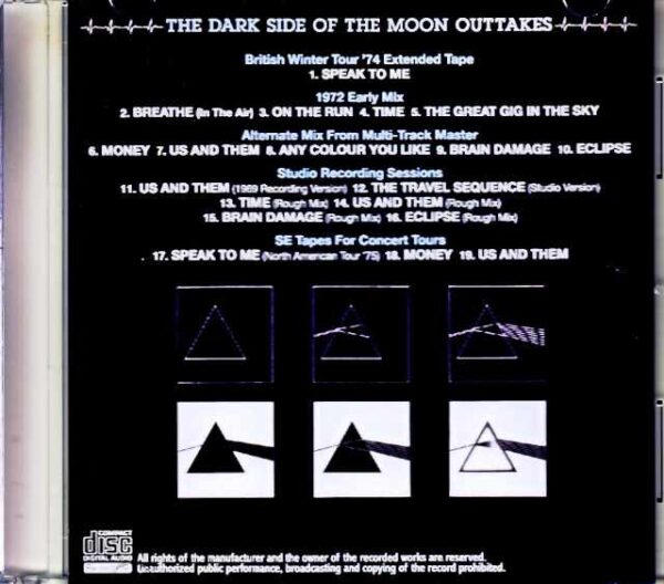 Pink Floyd The Dark Side of the Moon Compilation of Various Recording Sessions Studio Outtakes - Image 2