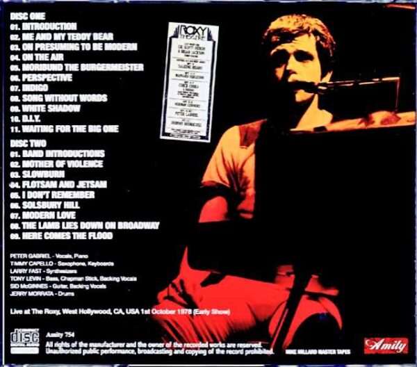 Peter Gabriel/CA,USA 10.1.1978 Early Show Complete Mike Millard Master Tapes - Image 2