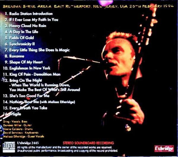 Sting/NJ,USA 1994 Soundboard Edition - Image 2