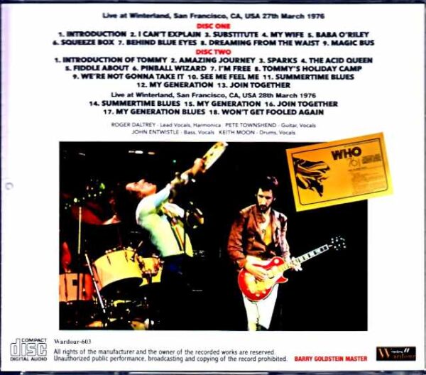 Who,The Who/CA,USA 1976 Barry Goldstein Master - Image 2
