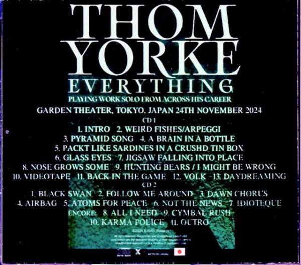 Thom Yorke/Tokyo,Japan 11.24.2024 Complete S & V IEM Matrix Edition - Image 2