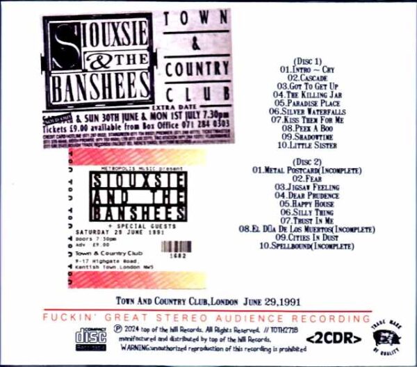 SIOUXSIE & THE BANSHEES Suzy and the Bansies/London, UK 1991 - Image 2