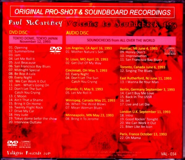 Paul McCartney/World Tour 1993 Soundcheck Collection & more