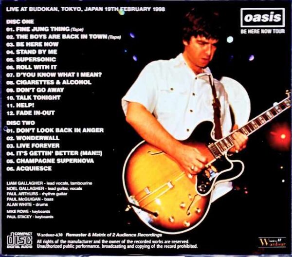 Oasis/Tokyo,Japan 2.19.1998 Remaster and Matrix of 2Audience Recordings - Image 2