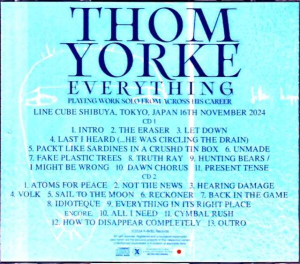 Thom Yorke/Tokyo,Japan 11.16.2024 Complete S & V IEM Matrix Edition - Image 2