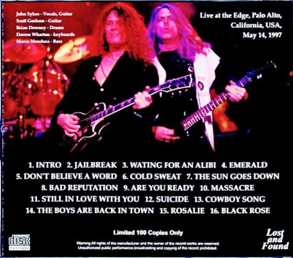 Thin Lizzy John Sykes Thin Lizzy John Sykes/CA,USA 1997 Complete - Image 2