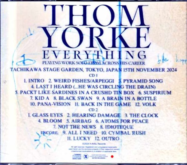 Thom Yorke/Tokyo,Japan 11.15.2024 Complete S & V IEM Matrix Edition - Image 2