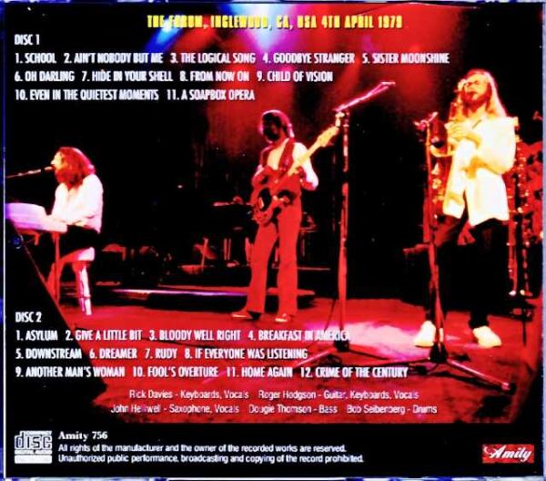 Supertramp/CA,USA 1979 Complete Mike Millard 1st Generation Tapes - Image 2