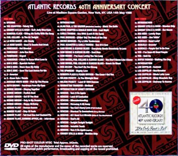 Various Artists Led Zeppelin,Yes,Crosby Stills & Nash,Genesis,Foreigner,Bee Gees,Ben E King,Roberta Flack/Atlantic Records 40th Anniversary NY,USA 1988 - Image 2
