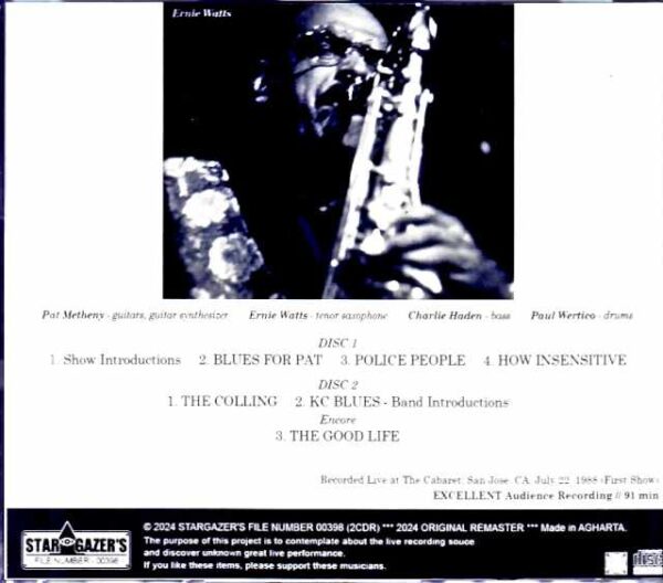 Pat Metheny Special Quartet Pat Metheny/CA,USA 1988 First Show - Image 2