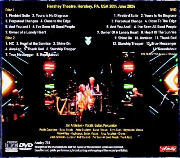 Yes Epics & Classics Jon Anderson and the Band Geeks Yes Jon Anderson/PA,USA 2024 S & V Complete - Image 2