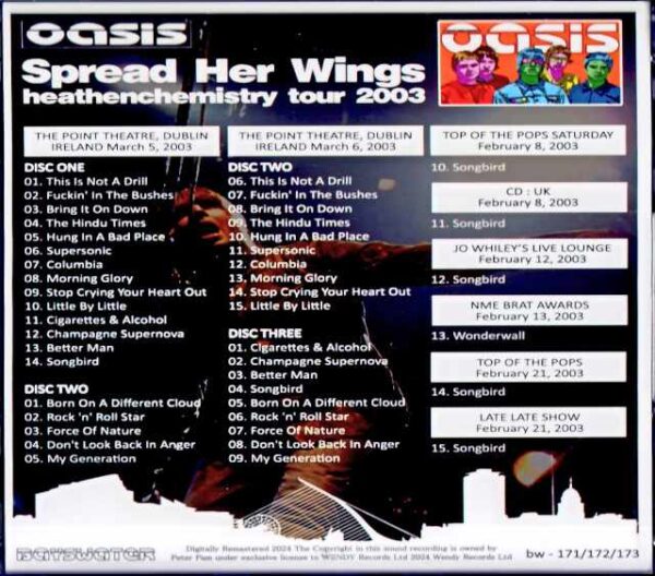 Oasis / Eternal Wings Two Nights in Dublin Ireland, UK 2003 2Days Complete - Image 2
