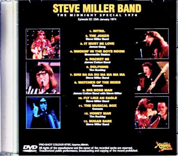 Steve Miller Band Genesis, James Cotton, James Gang Steve Miller Band/Midnight Special 1974 Jewel Version - Image 2