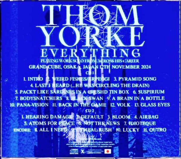 Thom Yorke/Osaka,Japan 11.12.2024 Complete S & V IEM Matrix Edition - Image 2