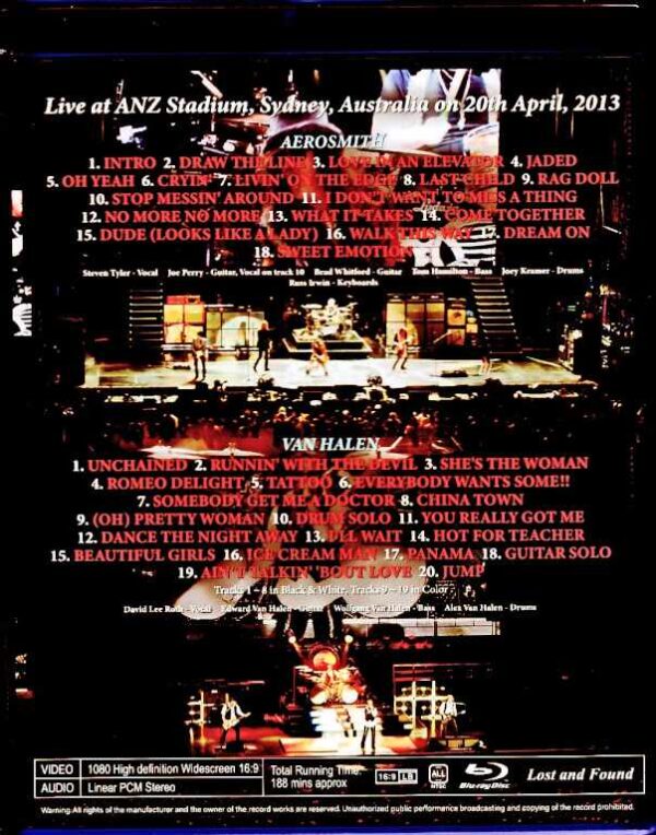 Van Halen Aerosmith/Australia 2013 Complete Blu-Ray Version - Image 2