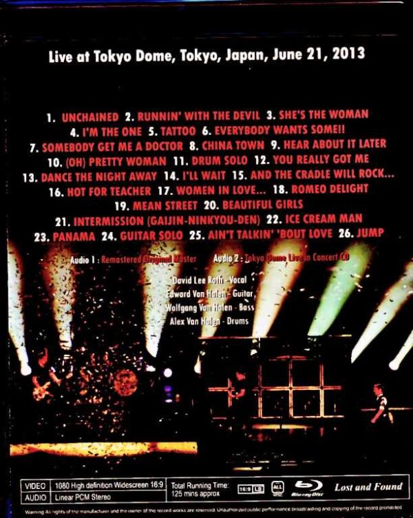 Van Halen/Tokyo,Japan 2013 Complete Blu-Ray Version - Image 2