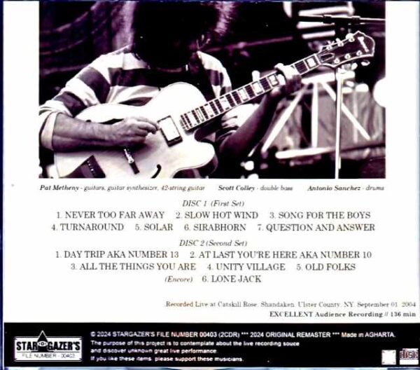 Pat Metheny Trio Scott Colley,Antonio Sanchez Pat Metheny/NY,USA 2004 - Image 2