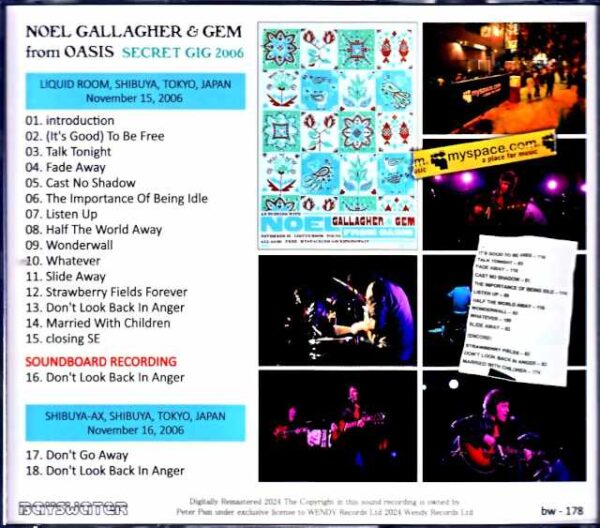 Noel Gallagher Gem Noel Gallagher/Tokyo,Japan 2006 Secret Gig & more - Image 2