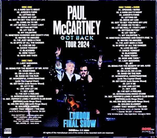 Paul McCartney/London,UK 12.19.2024 S & V Complete - Image 2