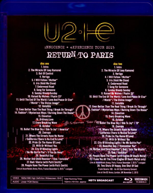 U2/France 12.6 & 7.2015 Blu-Ray Version - Image 2