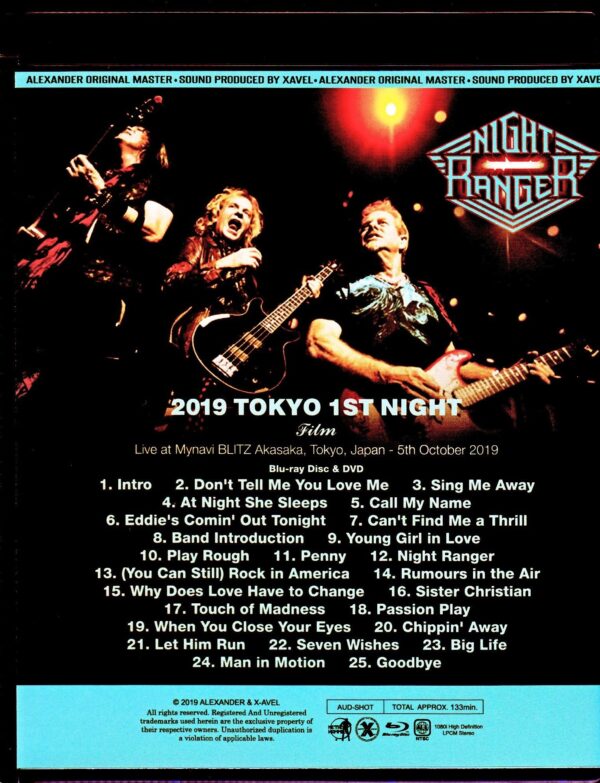 Night Ranger/Tokyo,Japan 10.5.2019 Blu-Ray + DVD Ver - Image 2