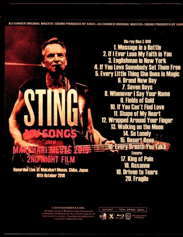 Sting/Chiba,Japan 10.10.2019 Blu-Ray + DVD Ver. - Image 2