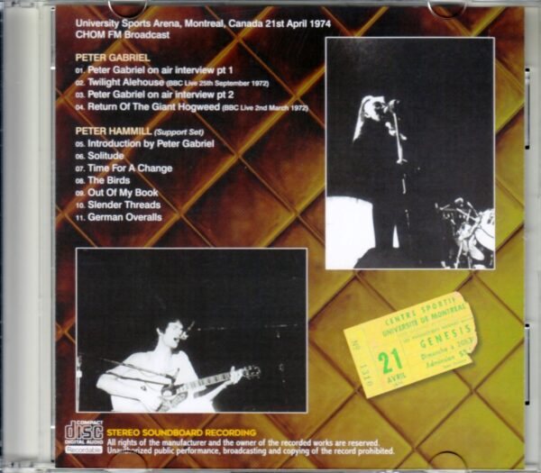Peter Gabriel, Peter Hammill/Canada 1974 - Image 2