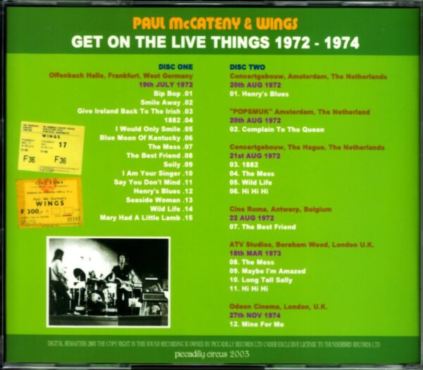 Paul McCartney,Wings/Rare Live Compilation 1972-1974 - Image 2